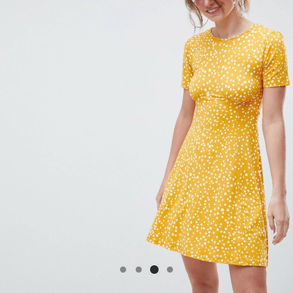 ASOS yellow polka dot skater dress